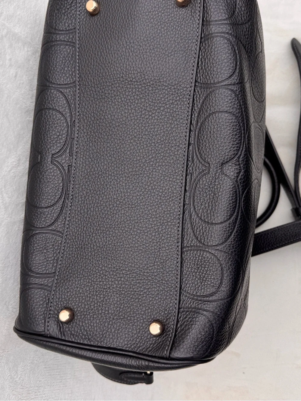 Coach Black Embossed Pebbled Leather Satchel with Mixed Metal Chains - Picture 4 of 10